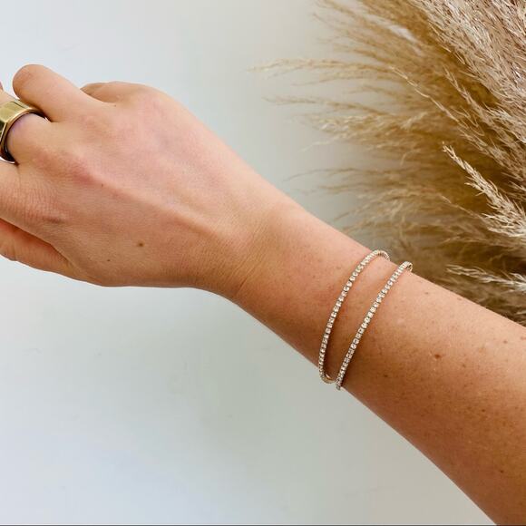 NEW NORDSTROM REVOLVE Gold Double Crystal Studded Bracelet Bangle Cuff Jewelry - Picture 2 of 8